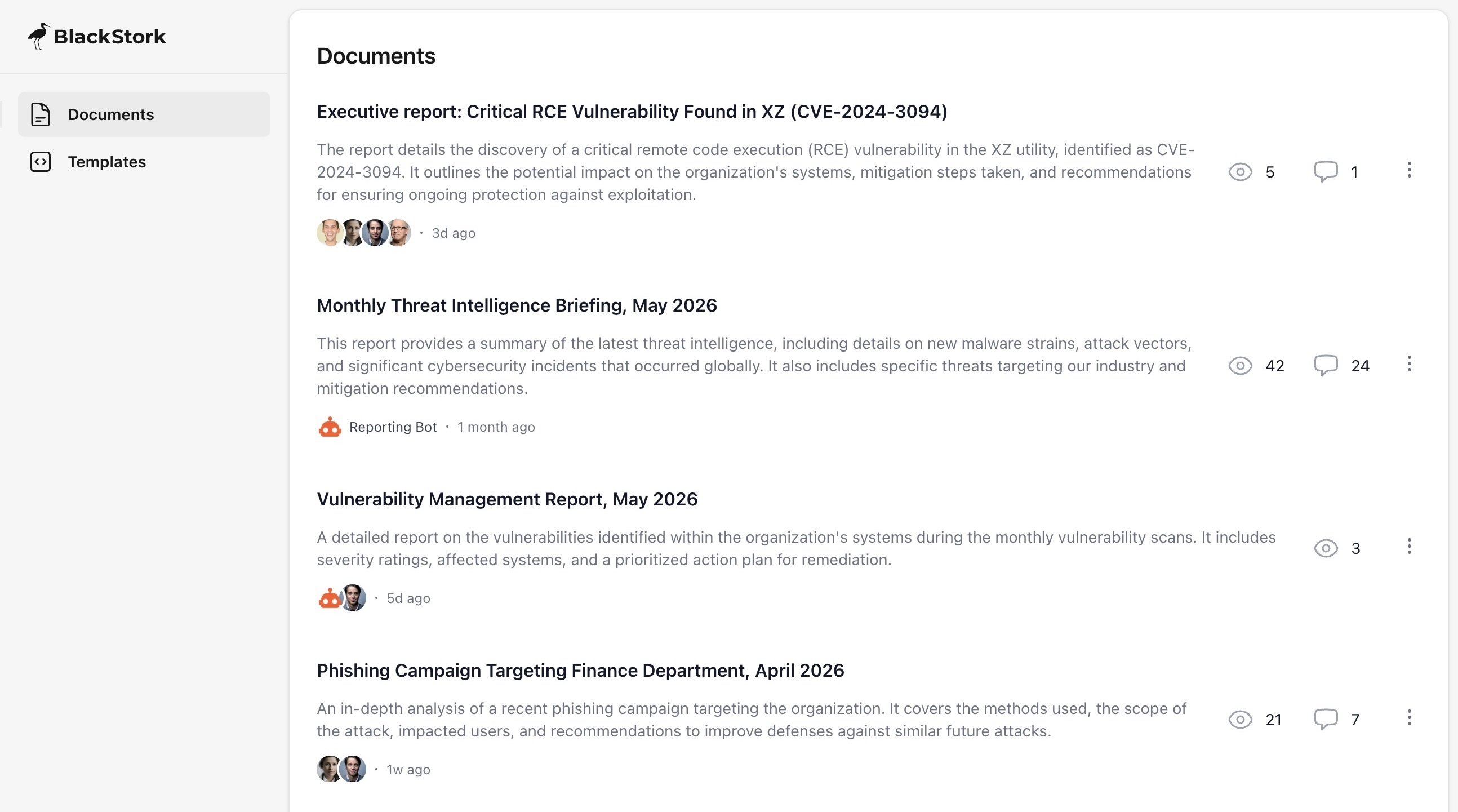 BlackStork SaaS screenshot